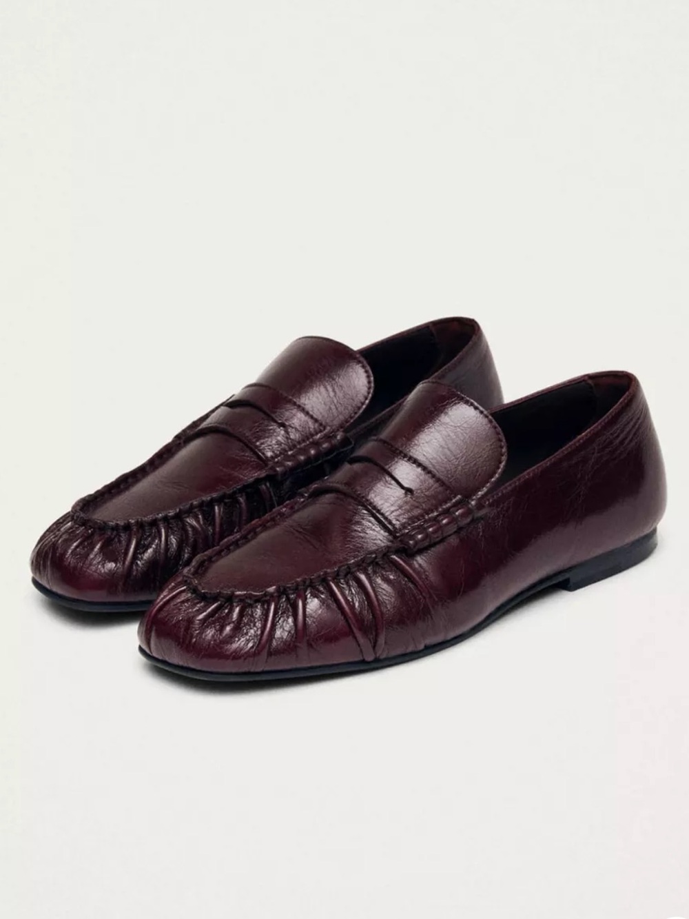 ALOHAS Aven Burgundy Leather Slip On Penny Loafers EU 39/US 8